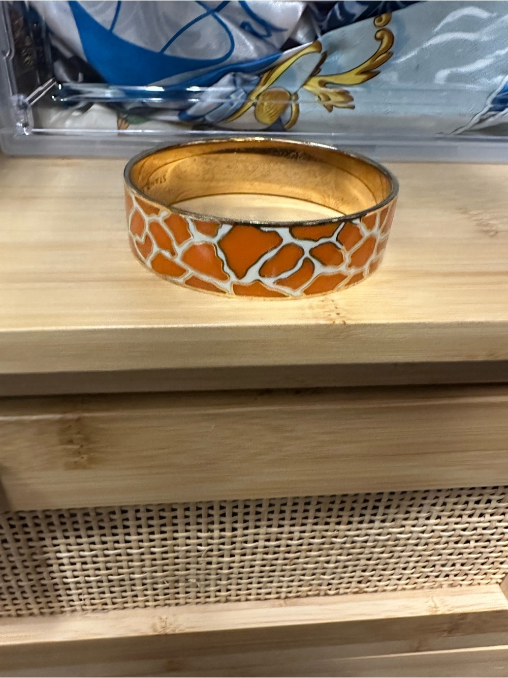 kate spade “Stand Tall" Enamel Bangle Bracelet - Orange Giraffe Print
